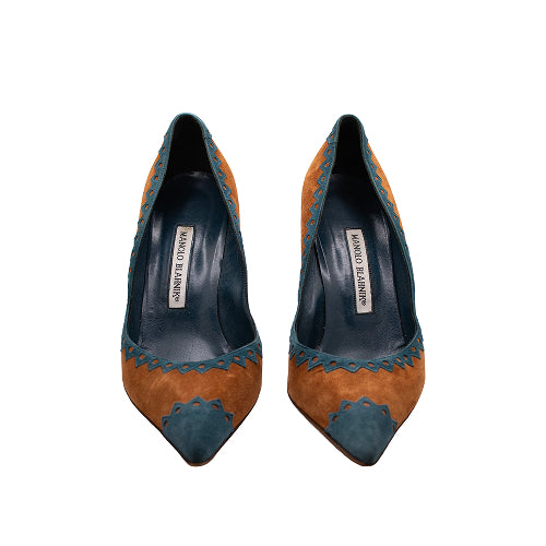 Manolo Blahnik Suede & Leather Pumps